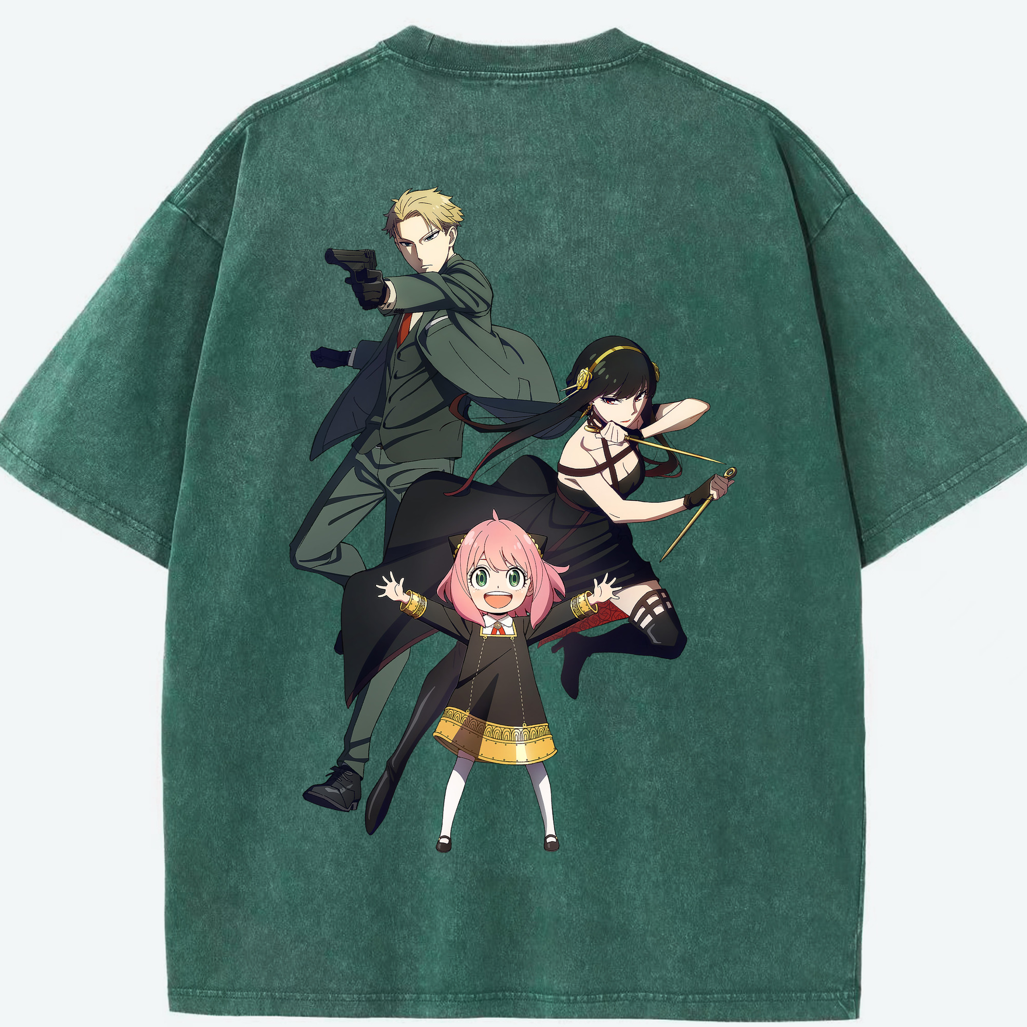 （画像用） SPY×FAMILY间谍家家酒 綿100% ヴィンテージ風 半袖Tシャツ（背面プリント）